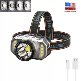 LED Headlight Flashlight Outdoor USB Charging Fishing Headlight Glare Is Suitable For Camping, Work, Maintenance, Car Maintenance, Decoration (Option: USB rechargeable flashlight)