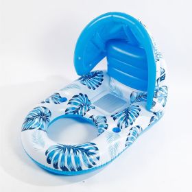 1pc Thick Large Swimming Pool Float With Cup Holder And Sunshade, Essential For Pool Parties And Beaches, Comes With A Manual Air Pump (Option: Style1 Blue)